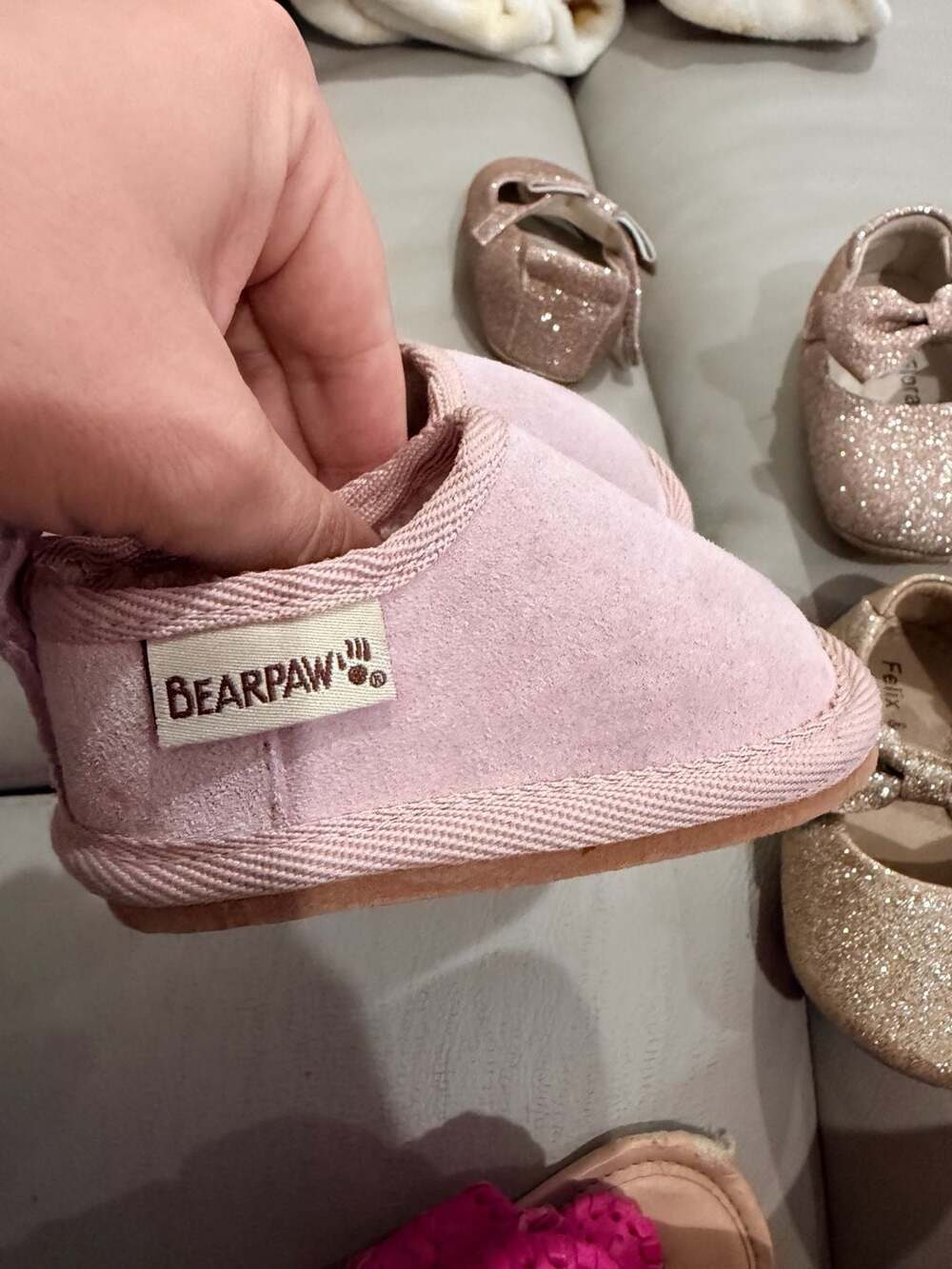 Bearpaw Baby Slippers Size 0/6M Pink Leather